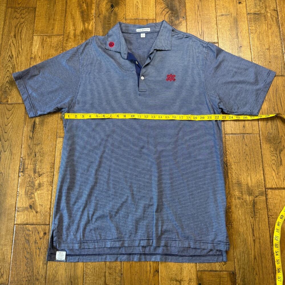 Peter Millar Scotty Cameron Circle T Golf Polo Shirt Mens Large Navy Blue Stripe - Picture 4 of 5